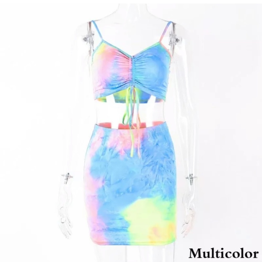 FINAL PRICE Tie Dye 2 pc. Skirt + Crop Top Set - Picture 2 of 5